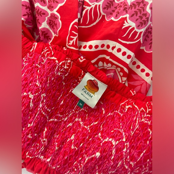 Farm Rio Summer Sunrise Puff Sleeve Tropical Mini Dress Size Medium NWT - Picture 4 of 4